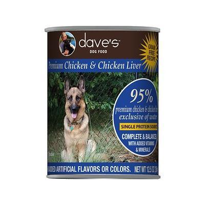 Dave's Pet Food Premium Canned Dog Food Chicken & Chicken Liver 95% Meat - 13 oz Cans - Case of 12
