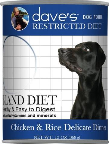 Dave's Pet Food Restricted Bland Diet Chicken & Rice Canned Dog Food - 13.2 oz Cans - Case of 12