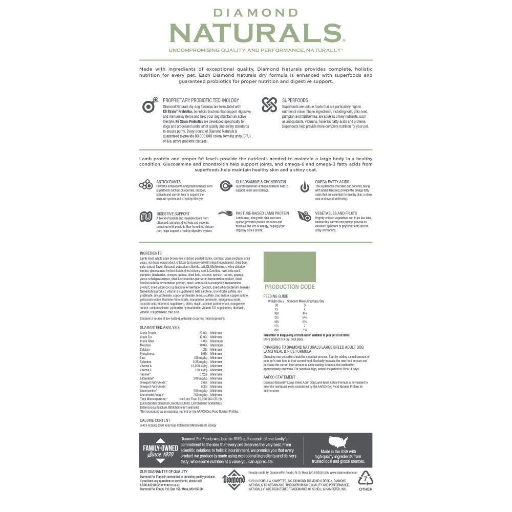 Diamond Naturals Large Breed Lamb & Rice Formula Adult Dry Dog Food  