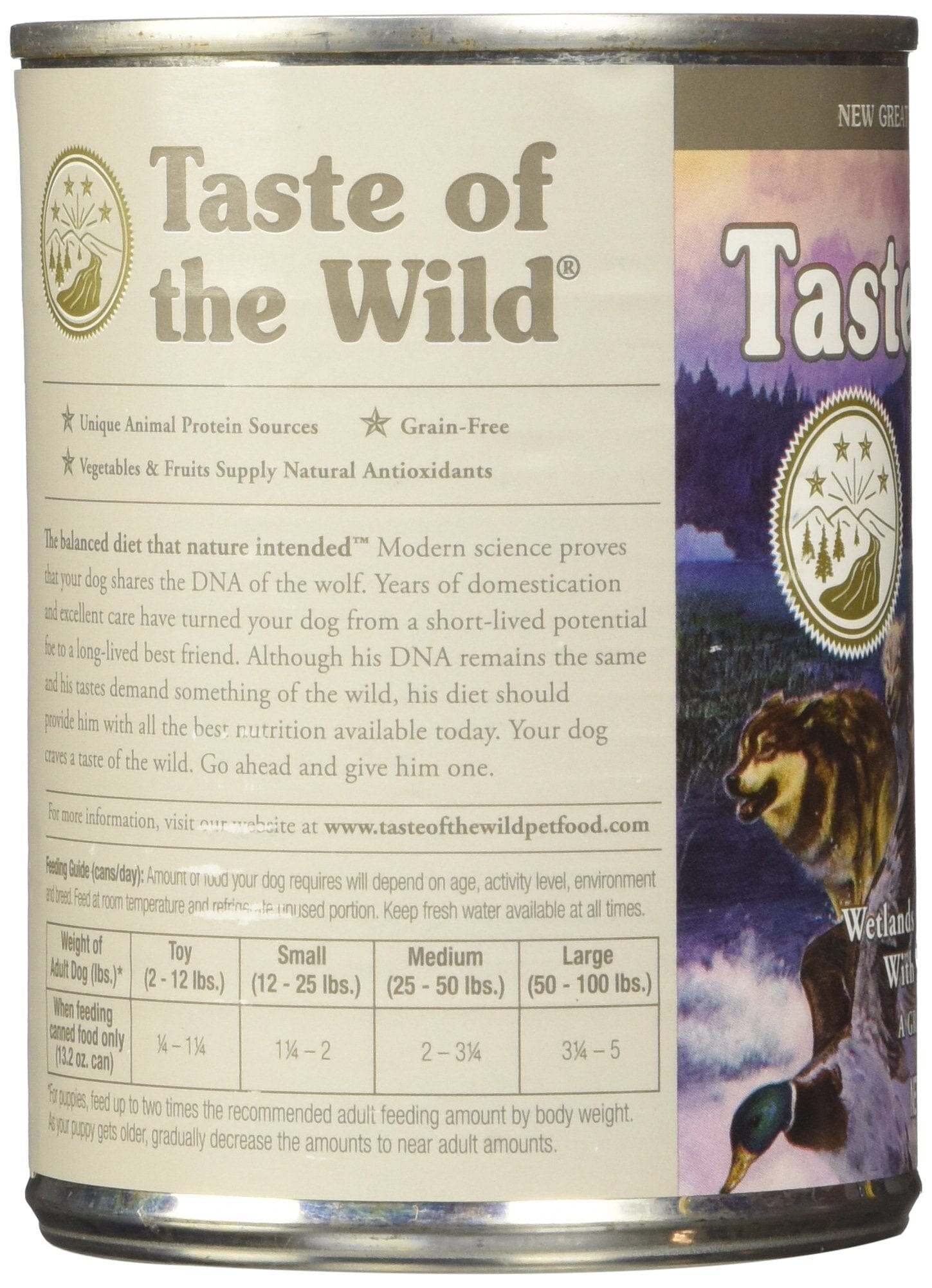 Diamond Pet Foods Taste of the Wild Duck and Chicken Grain-Free Wetlands Wild Fowl Canned Dog Food- 13.2 Oz - Case of 12  