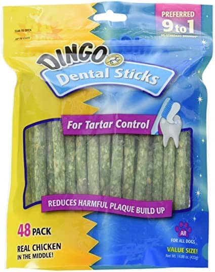 Dingo Dental Sticks for Tarter Control Natural Dog Chews - Chicken - 48 Pack  