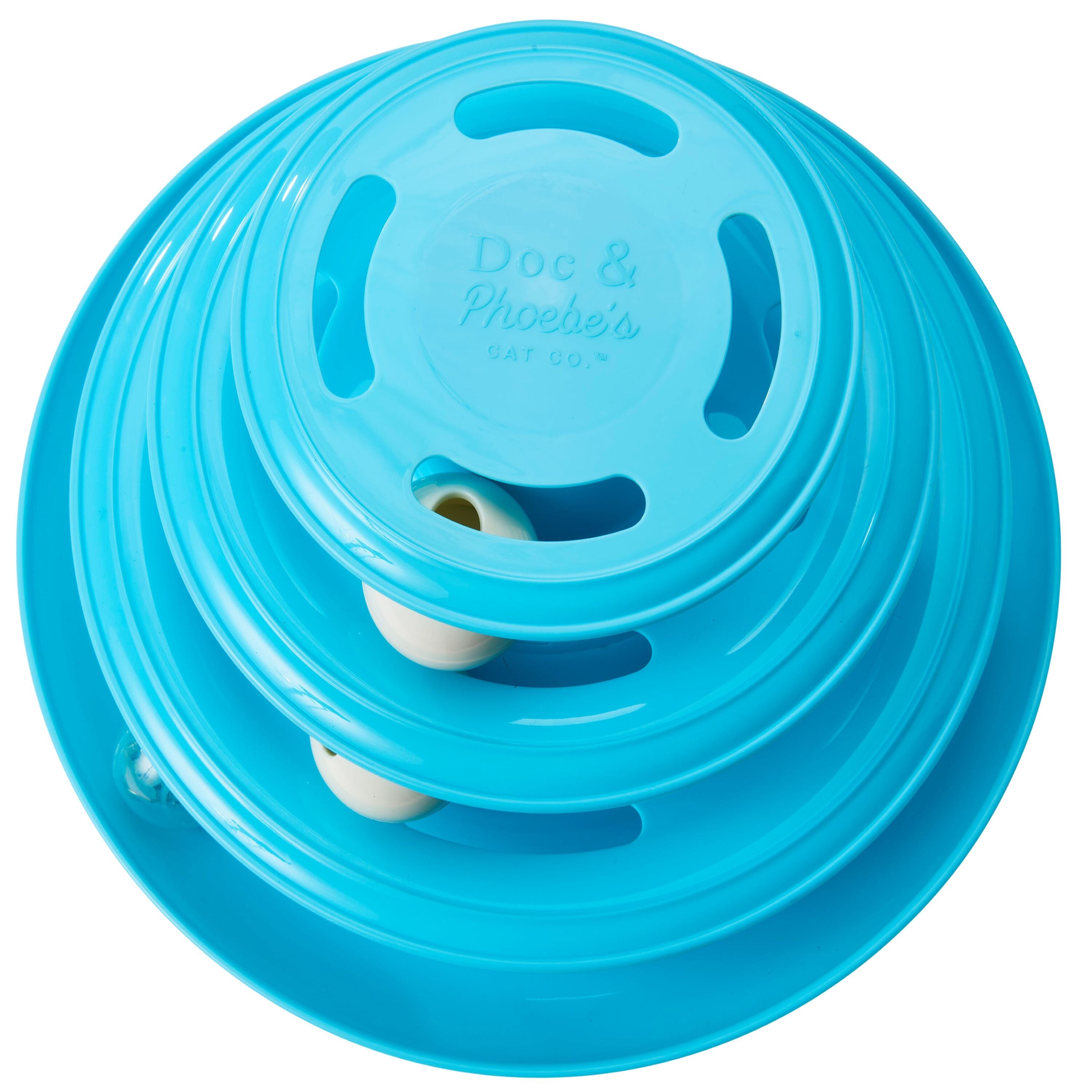 Doc & Phoebe Forever Fun Treat Track Cat Treat Dispenser - Blue - 5.25 in  