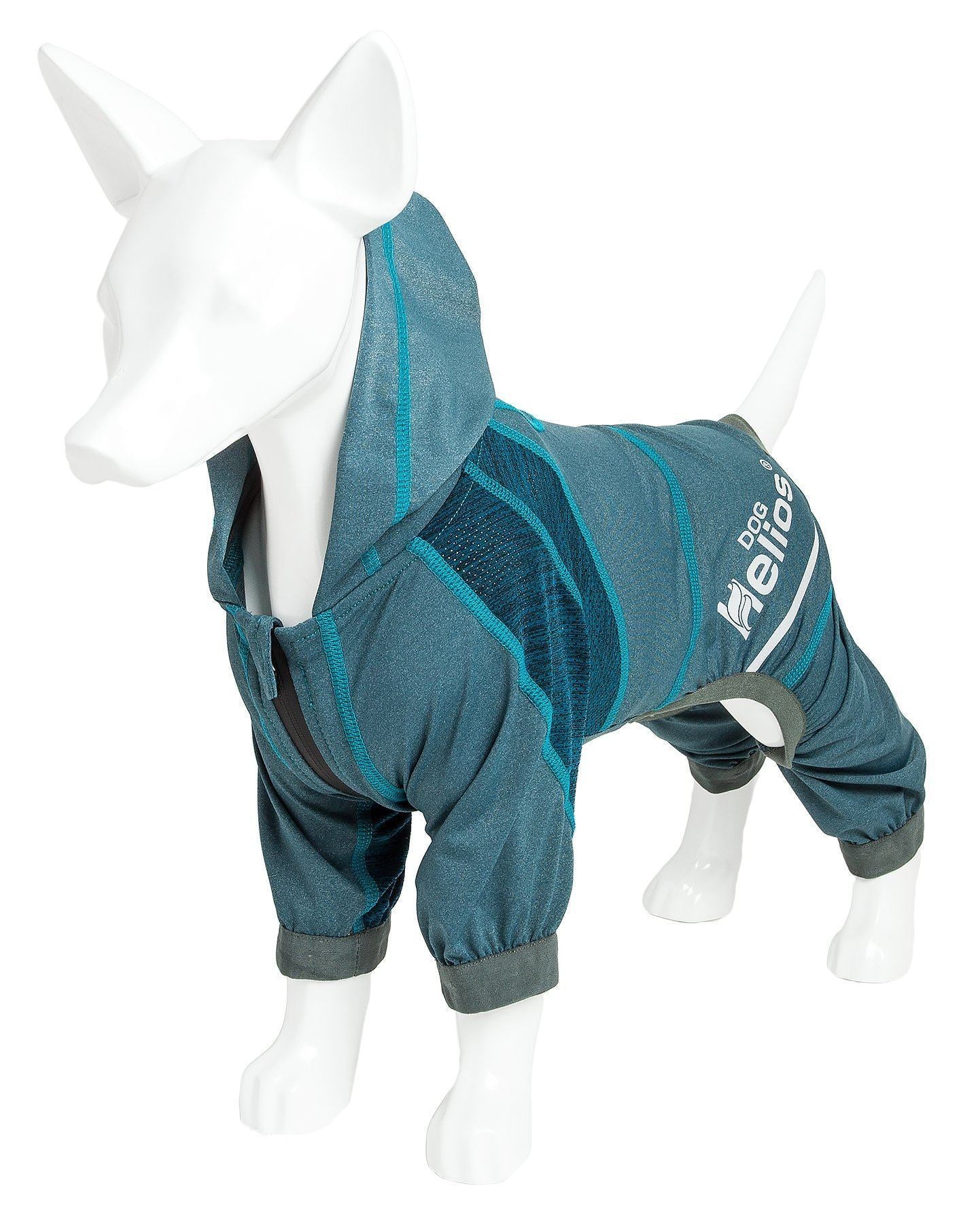 Dog Helios ® 'Namastail' Lightweight 4-Way-Stretch Yoga Performance Dog Tracksuit Hoodie X-Small Teal / Blue