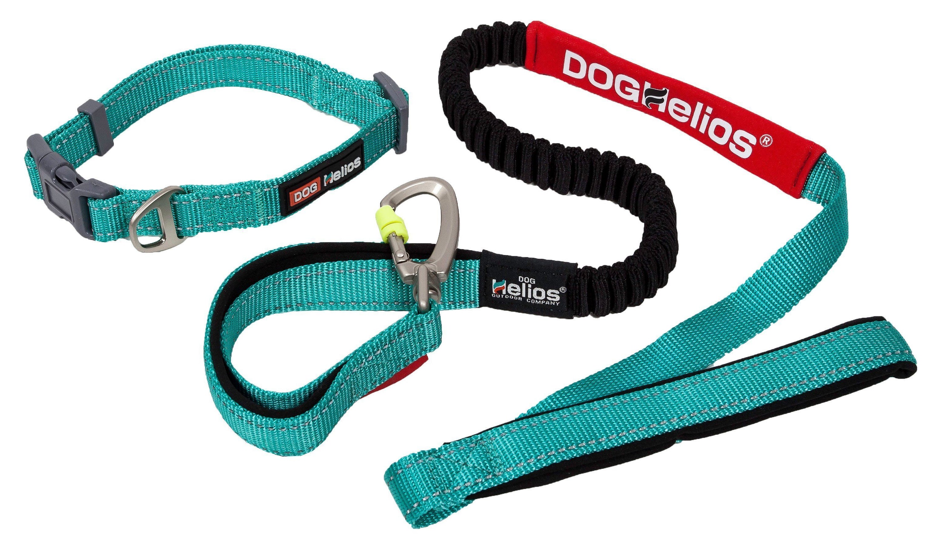 Dog Helios ® 'Neo-Indestructible' 2-in-1 Accordion Dog Collar and Leash Large Aqua Blue