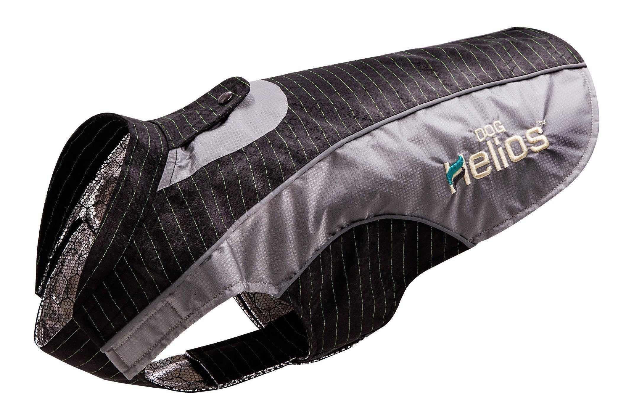 Dog Helios ® 'Reflecta-Bolt' Tri-Hook-and-Loop Waterproof Performance Dog Coat X-Small Black / Grey