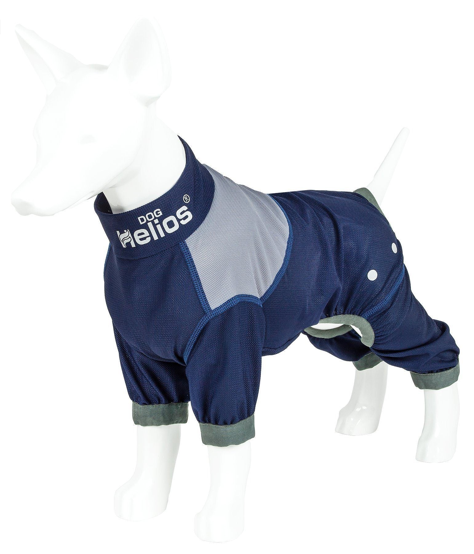 Dog Helios ® 'Tail Runner' Lightweight 4-Way-Stretch Breathable Yoga Dog Tracksuit X-Small Blue And Grey