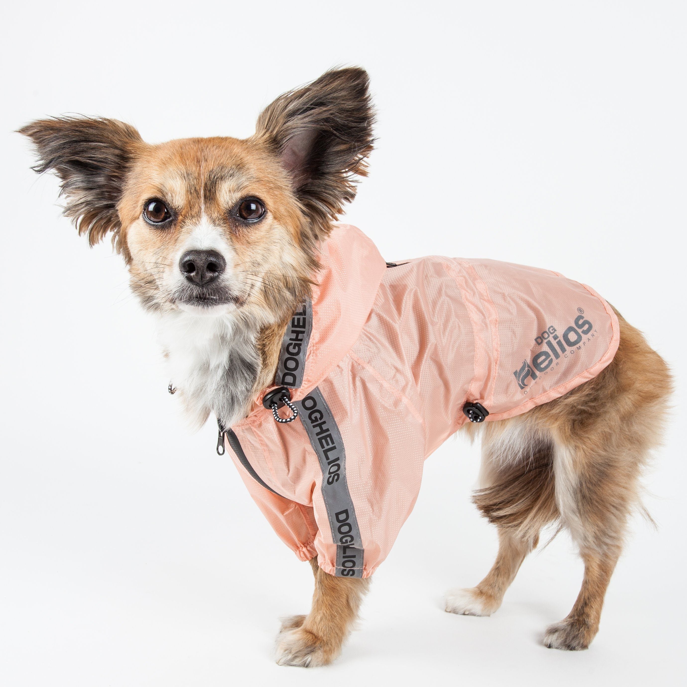 Dog Helios ® 'Torrential Shield' Adjustable and Waterproof Dog Raincoat Poncho X-Small Peach