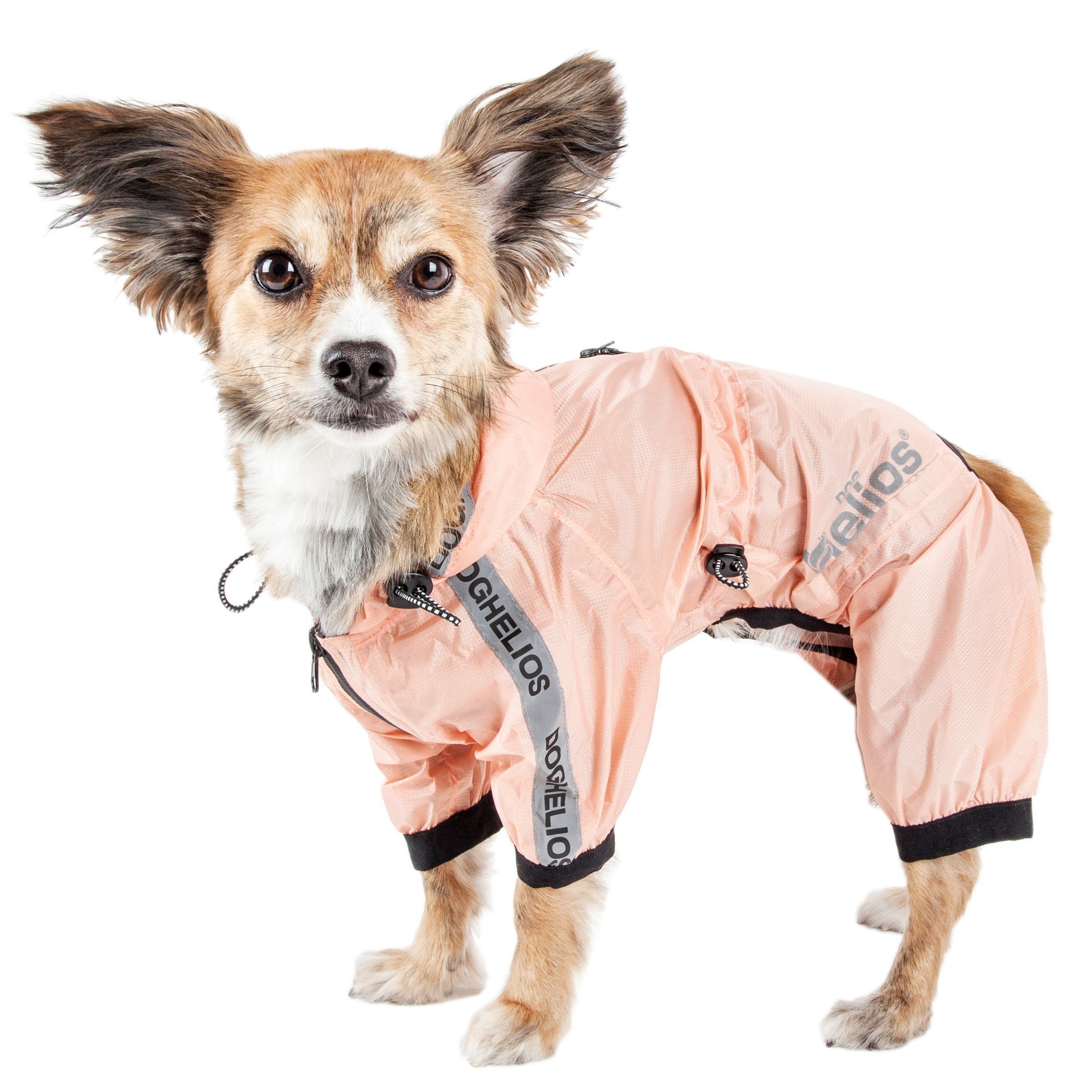 Dog Helios ® 'Torrential Shield' Waterproof and Adjustable Full Body Dog Raincoat X-Small Peach
