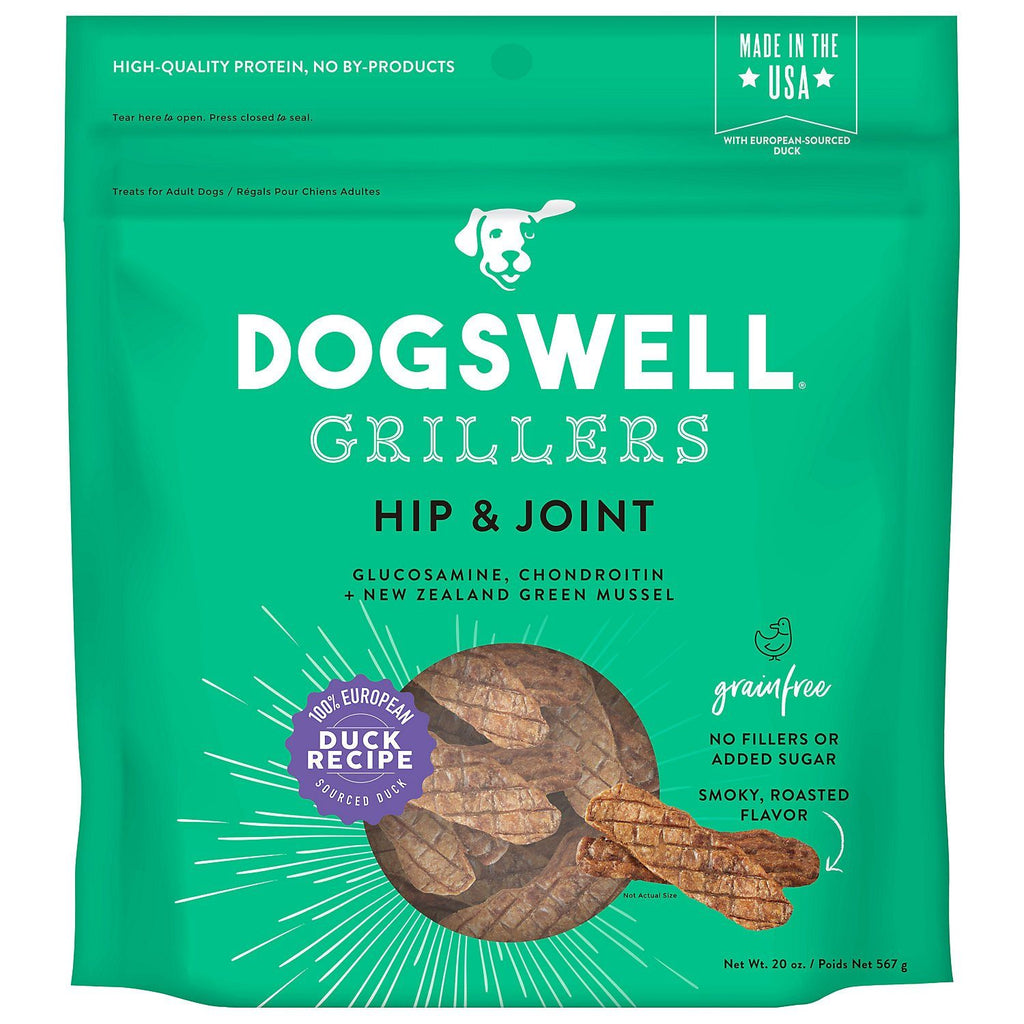 DOGSWELL Hip and Joint Grain Free Griller Duck Soft and Chewy Dog Treats - 20 oz Bag  
