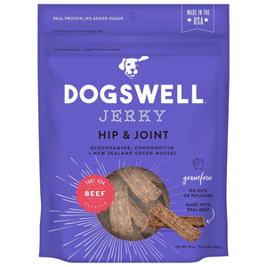 DOGSWELL Hip and Joint Grain Free Jerky Beef Soft and Chewy Dog Treats - 10 oz Bag