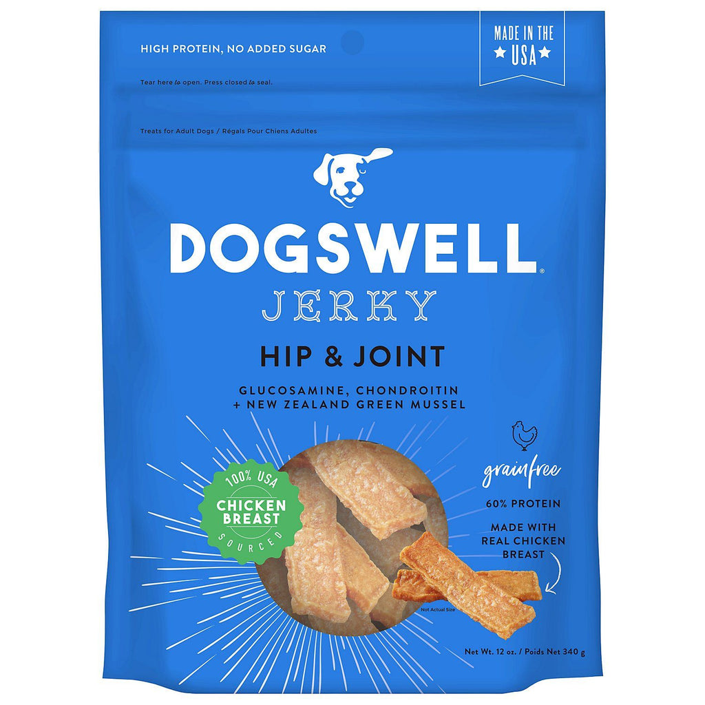 DOGSWELL Hip and Joint Grain Free Jerky Chicken Soft and Chewy Dog Treats - 12 oz Bag  