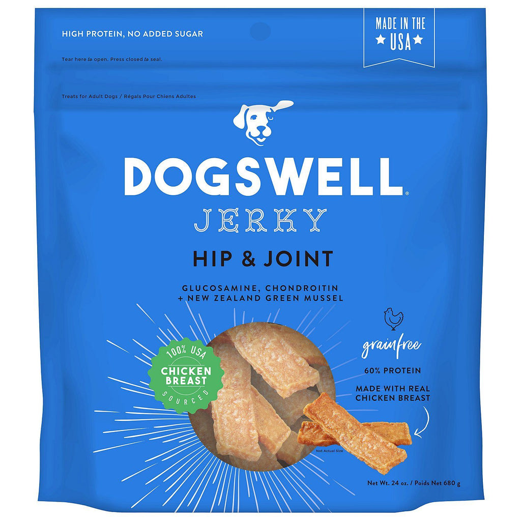DOGSWELL Hip and Joint Grain Free Jerky Chicken Soft and Chewy Dog Treats - 24 oz Bag  