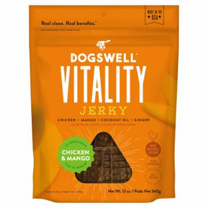 DOGSWELL Vitality Chicken & Mango Jerky Soft and Chewy Dog Treats - 12 oz Bag