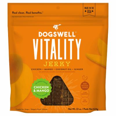 DOGSWELL Vitality Chicken & Mango Jerky Soft and Chewy Dog Treats - 22 oz Bag  