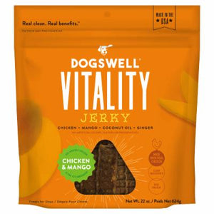 DOGSWELL Vitality Chicken & Mango Jerky Soft and Chewy Dog Treats - 22 oz Bag