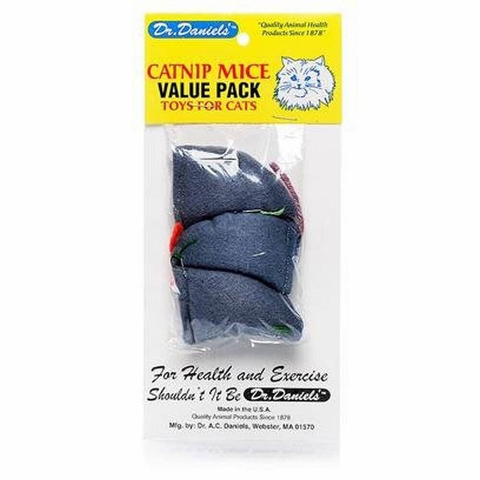 Dr. A.C Daniels Flannel Catnip Mouse Cat Toy - Grey - 3 Pack