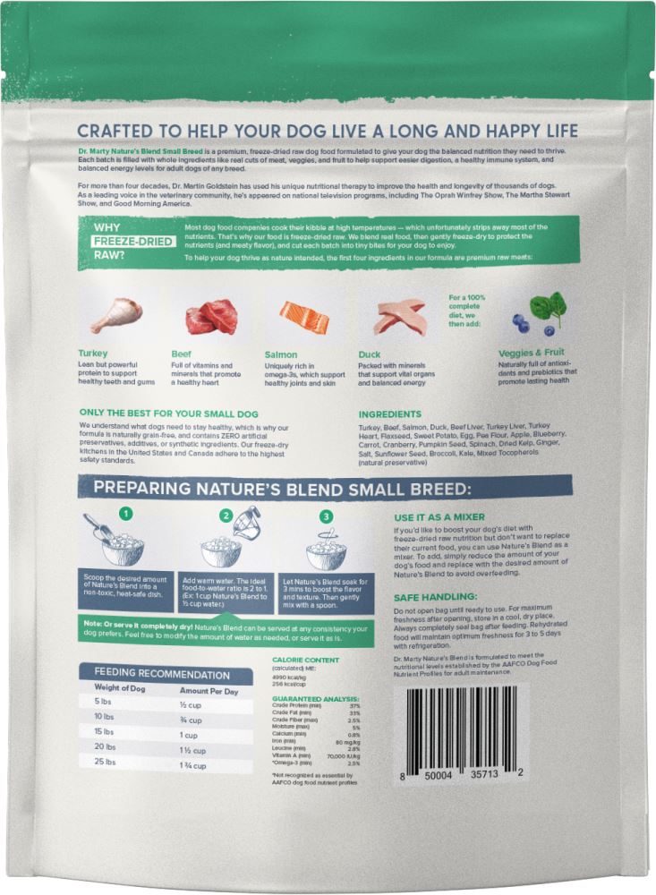 Dr. Marty Nature's Blend Small Breed Freeze Dried Raw Dog Food  