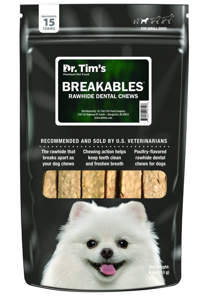 Dr. Tim's CLENZ-A-DENT Breakables Rawhide Dental Chews  