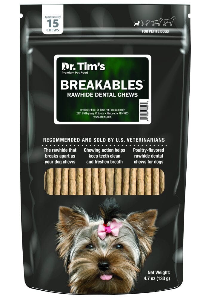 Dr. Tim's CLENZ-A-DENT Breakables Rawhide Dental Chews  