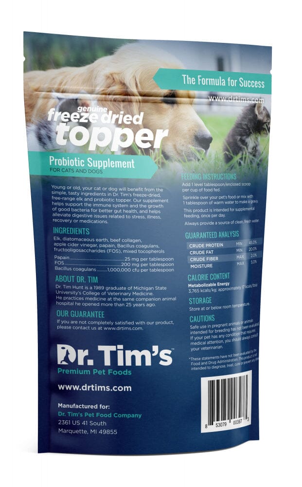 Dr. Tim's Freeze Dried Elk Probiotic Pet Supplement  