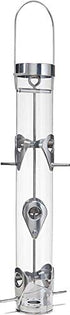 Droll Yankees Classic Sunflower Tube Type Wild Bird Feeder with Ring Pull - Silver - 1 Lb Cap  