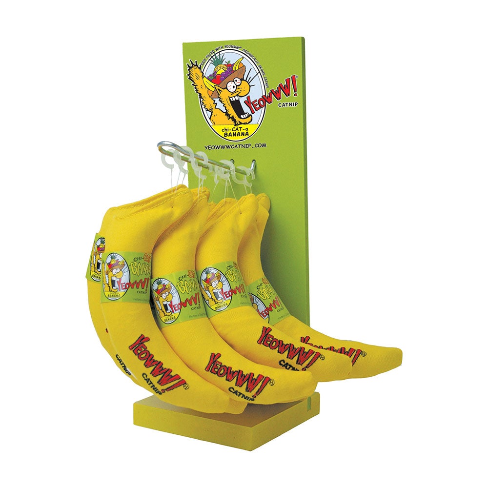 Ducky World Yeowww!® Display Stand with 12 Bananas Catnip Toys  