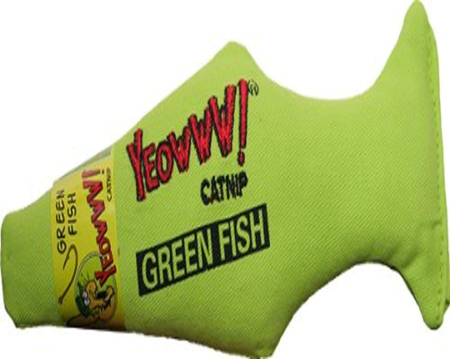Ducky World Yeowww!® Fish Catnip Toys Green Color 7 Inch  