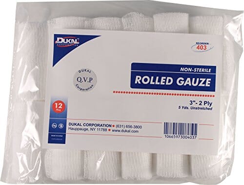 Dukal Non-Sterile Rolled Gauze Veterinary Supplies Cottons Gauze & Misc - White - 3 In X 5 Yd
