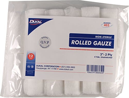 Dukal Non-Sterile Rolled Gauze Veterinary Supplies Cottons Gauze & Misc - White - 3 In X 5 Yd  