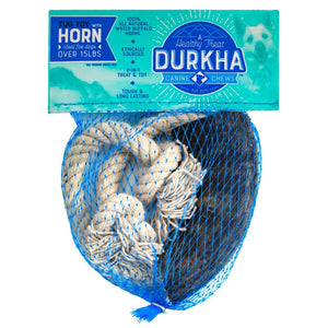 Durkha Water Buffalo Horns Natural Dog Chews - Buffalo Horn Tug Toy