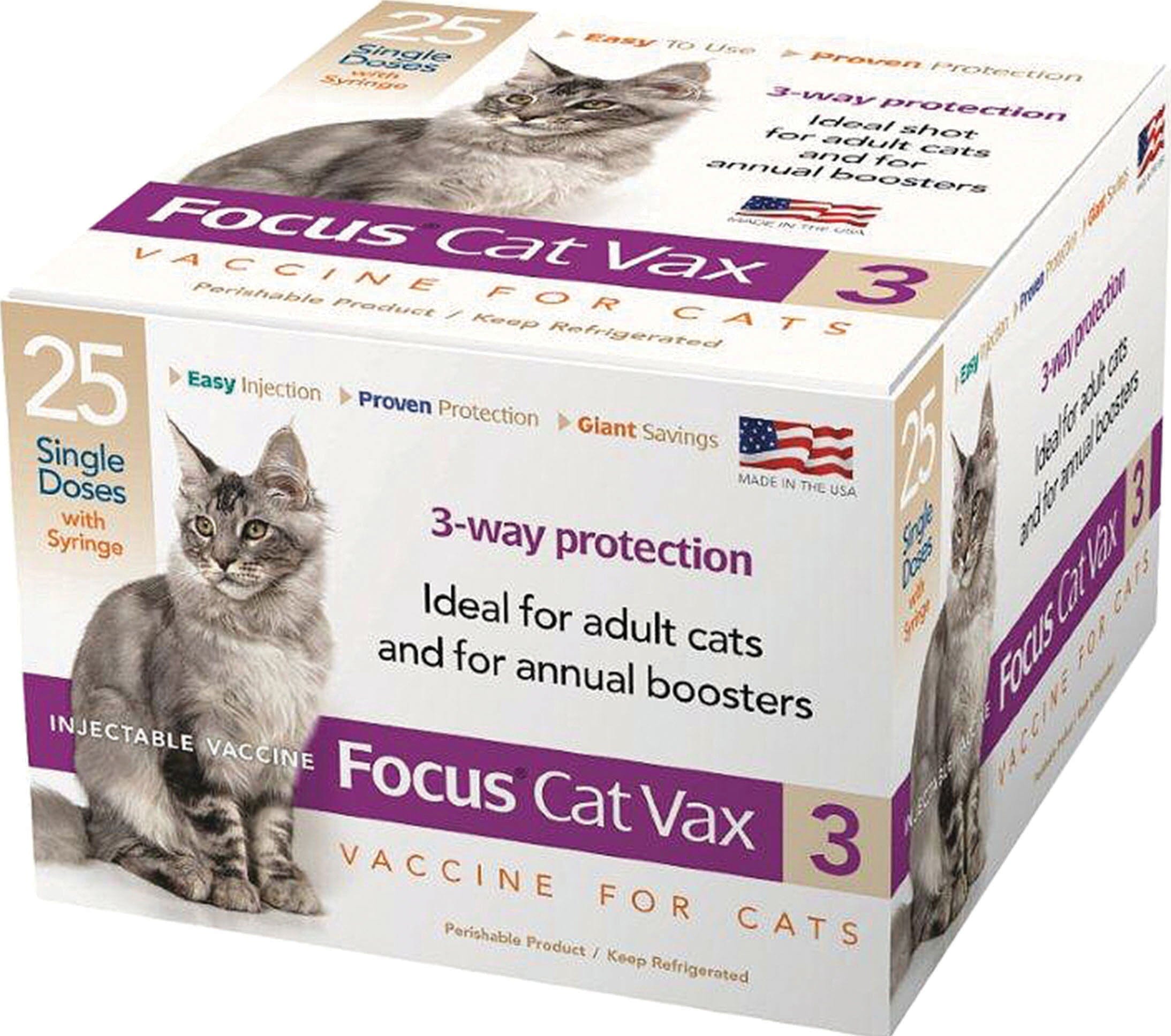 Durvet Focus Cat Vax 3 Vaccine with Syringe Cat Vaccines - 1 Dose  