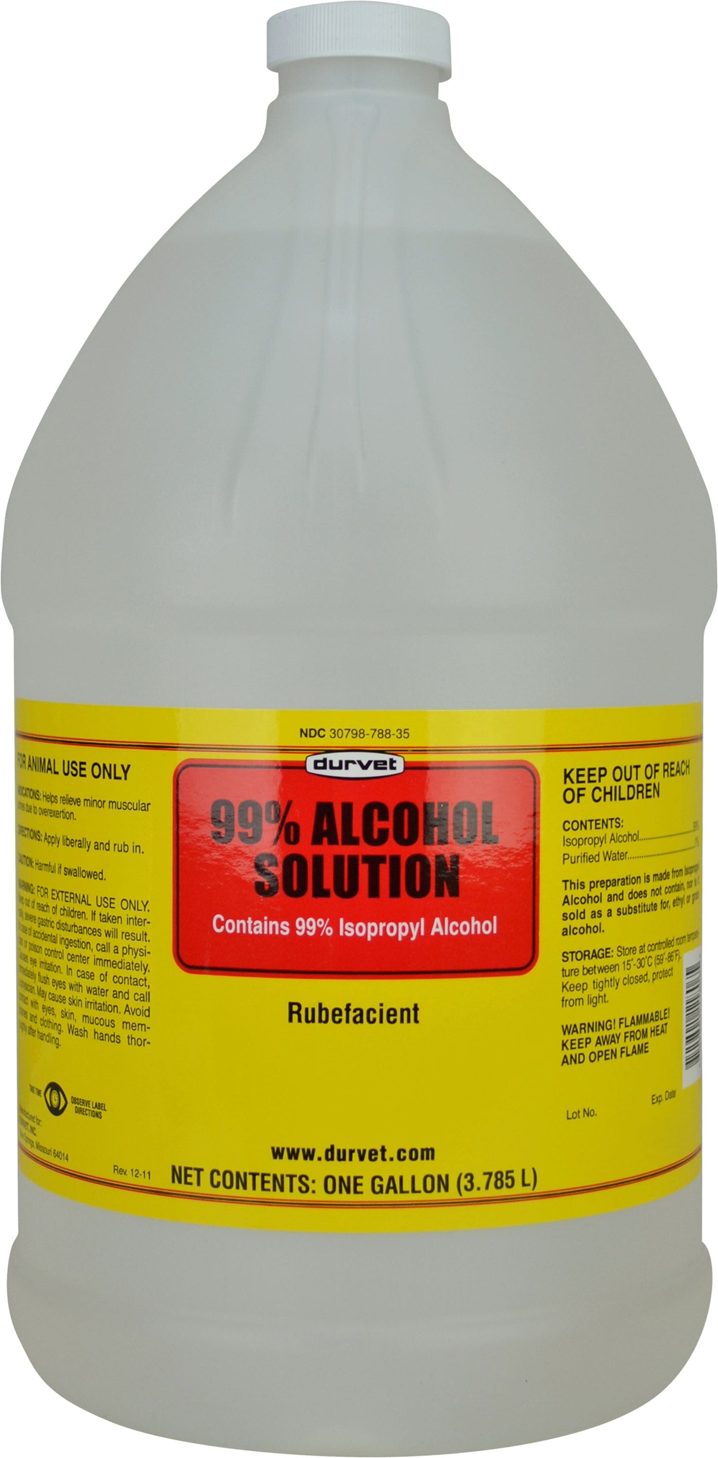 Durvet Isopropyl Alcohol 99% Solution Veterinary Supplies Clean Sanitize & Misc - 1 Gal - 4 Pack  