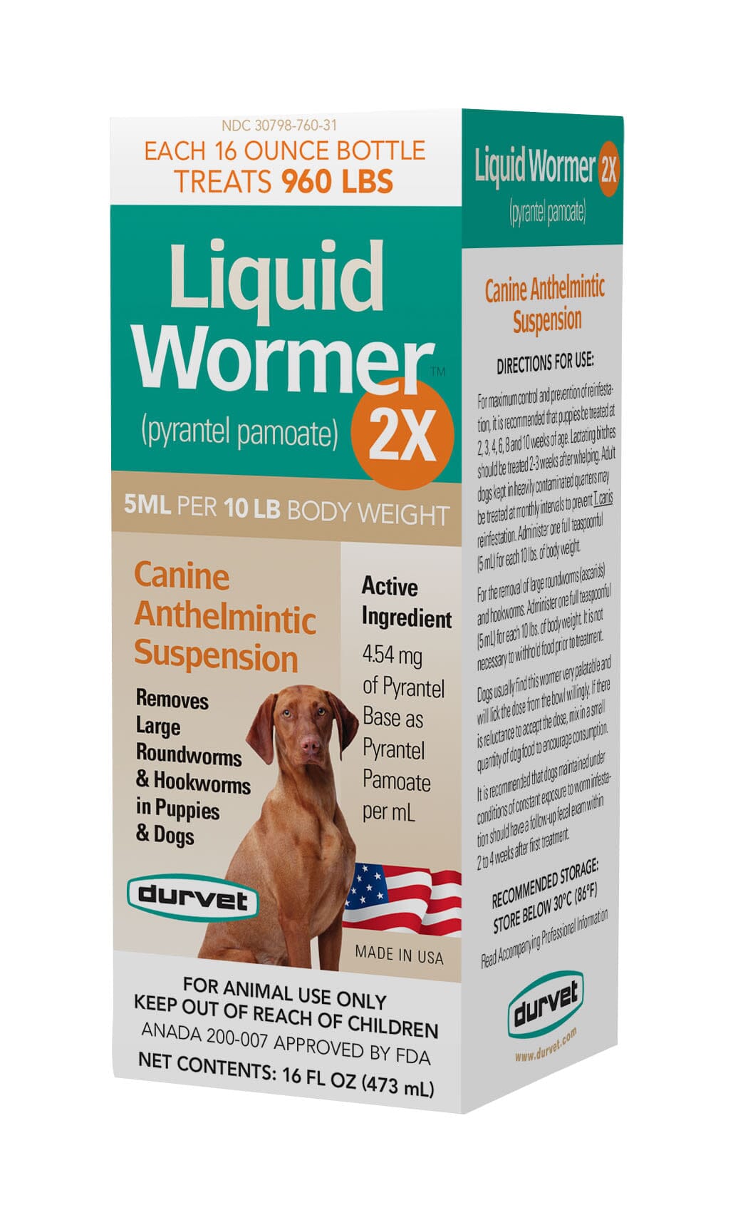 Durvet Liquid De-Wormer 2X for Dogs & Puppies - 16 Oz  