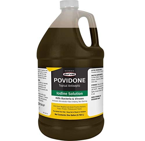 Durvet Povidone 10% Iodine Solution Veterinary Supplies Clean Sanitize & Misc - 1 Gal  