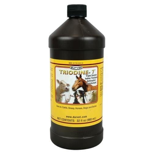 Durvet Triodine-7 Iodine Antiseptic Disinfectant Veterinary Supplies Sprays/Daubers - 32 Oz  