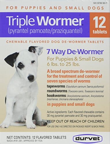 Durvet Triple De-Wormer for Puppies & Small Dogs - 6 - 25 Lbs - 12 Count