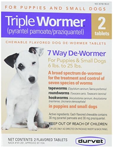 Durvet Triple De-Wormer for Puppies & Small Dogs - 6 - 25 Lbs - 2 Count  