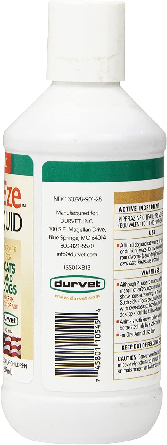 Durvet Wormeze Liquid De-Wormer for Dogs & Cats - 8 Oz  