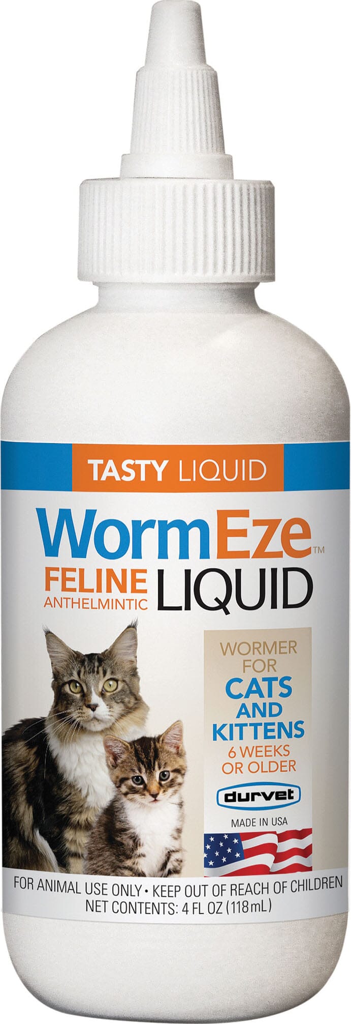 Durvet Wormeze Liquid Wormer for Cats & Kittens Cat Wormers - 4 Oz  