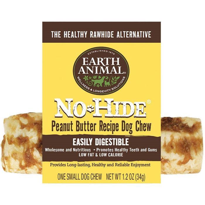 Earth Animal Dog Chews NO HIDE Peanut Butter - 4 Inches - 24 Count
