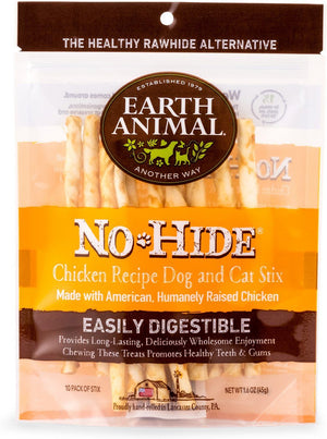 Earth Animal Dog Chews NO HIDE STIX Chicken -10 Count