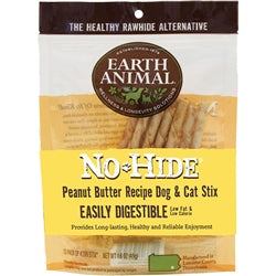 Earth Animal Dog Chews NO HIDE STIX Peanut Butter - 10 Piece  