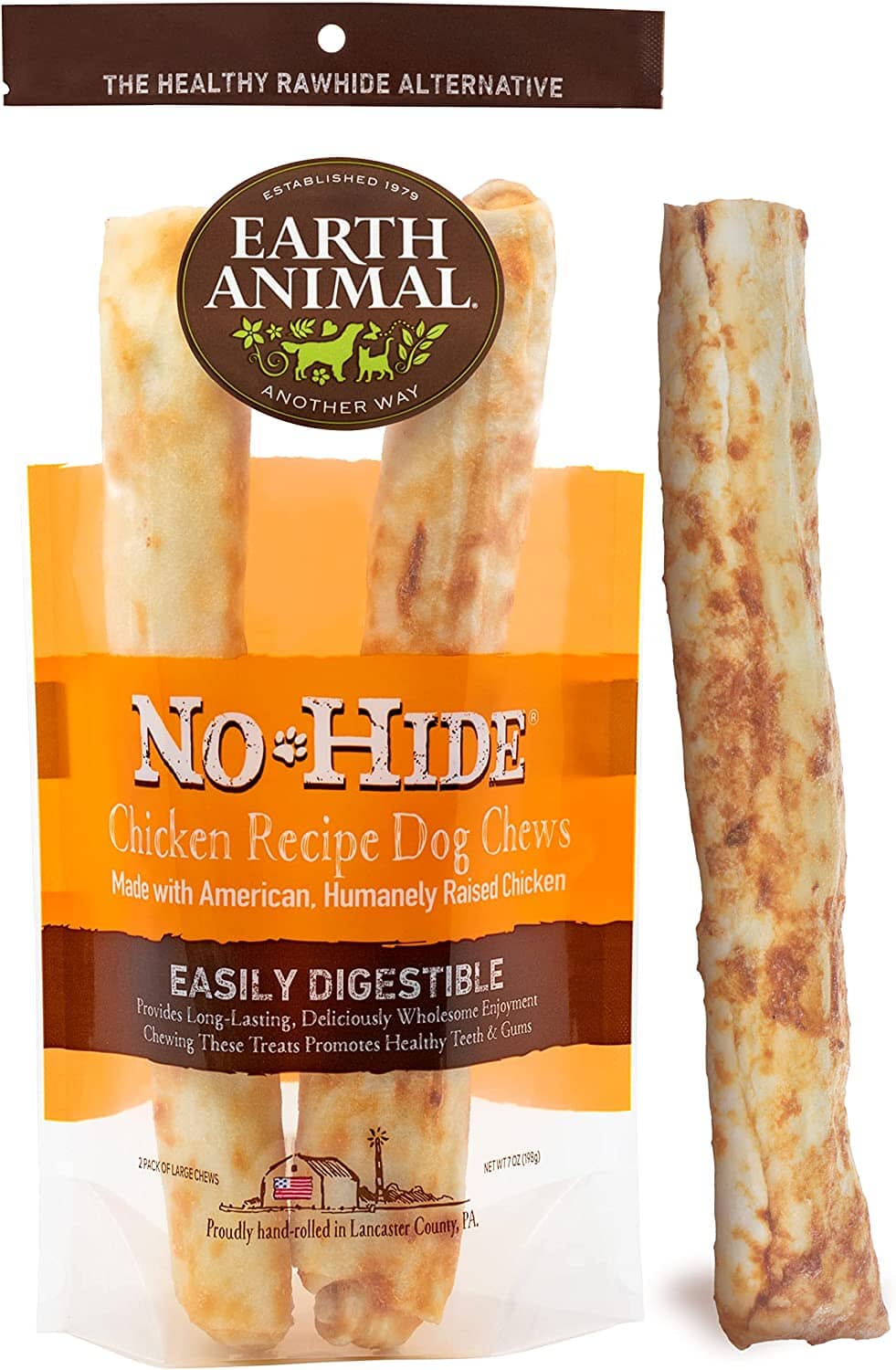 Earth Animal NO HIDE Chicken Dog Chews -11 Inches - 2 Pack  