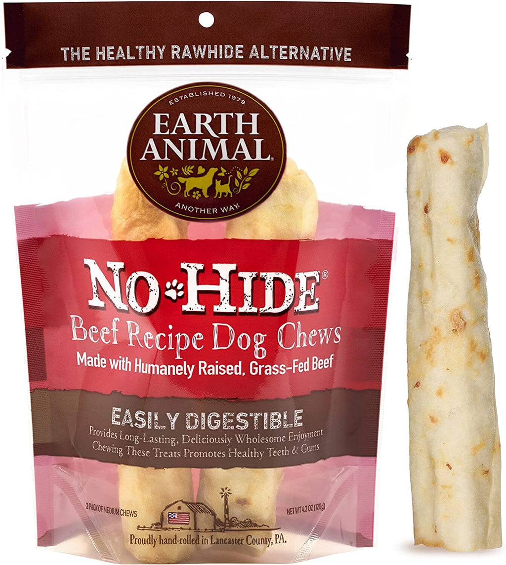 Earth Animal NO HIDE NO MEAT Beef Dog Chews - 4 Inches - 24 Count  