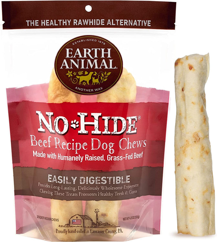 Earth Animal NO HIDE NO MEAT Beef Dog Chews - 7 Inches - 24 Count