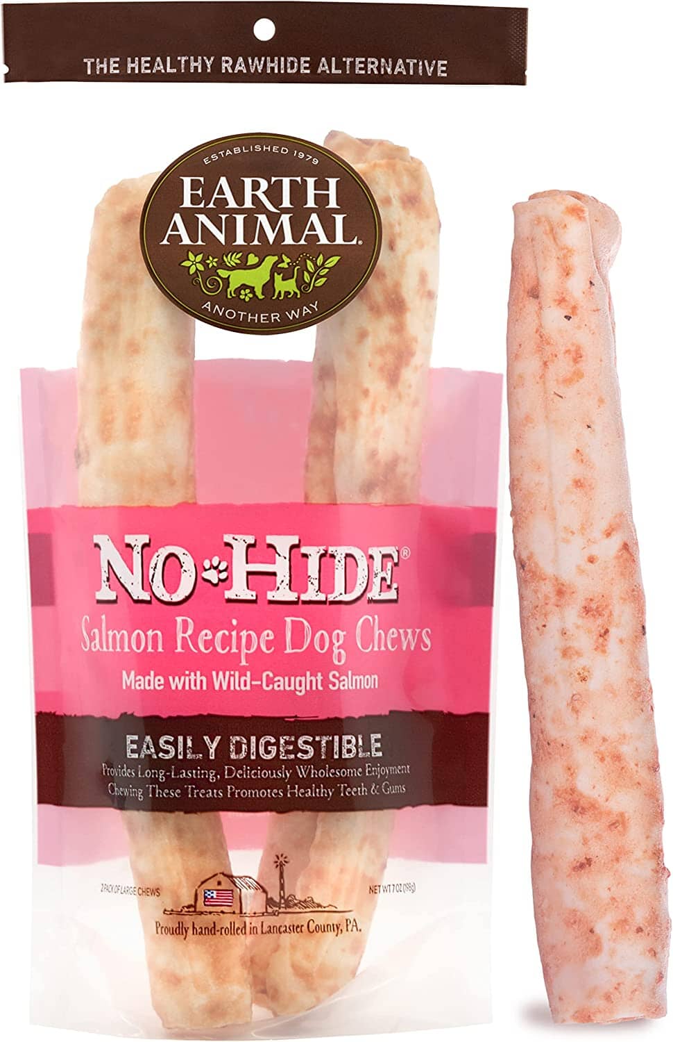 Earth Animal NO HIDE Salmon Dog Chews - 11 Inches - 2 Pack  