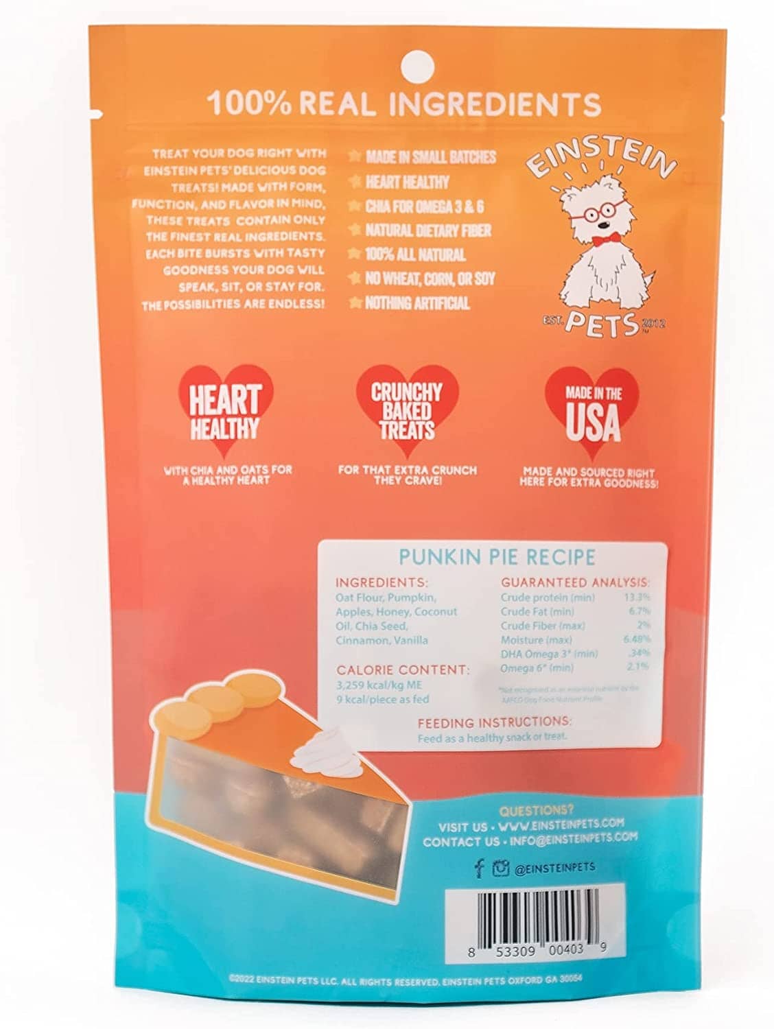 Einstein Pets Pumpkin Pie Crunchy Dog Biscuits Treats - 6 Oz  