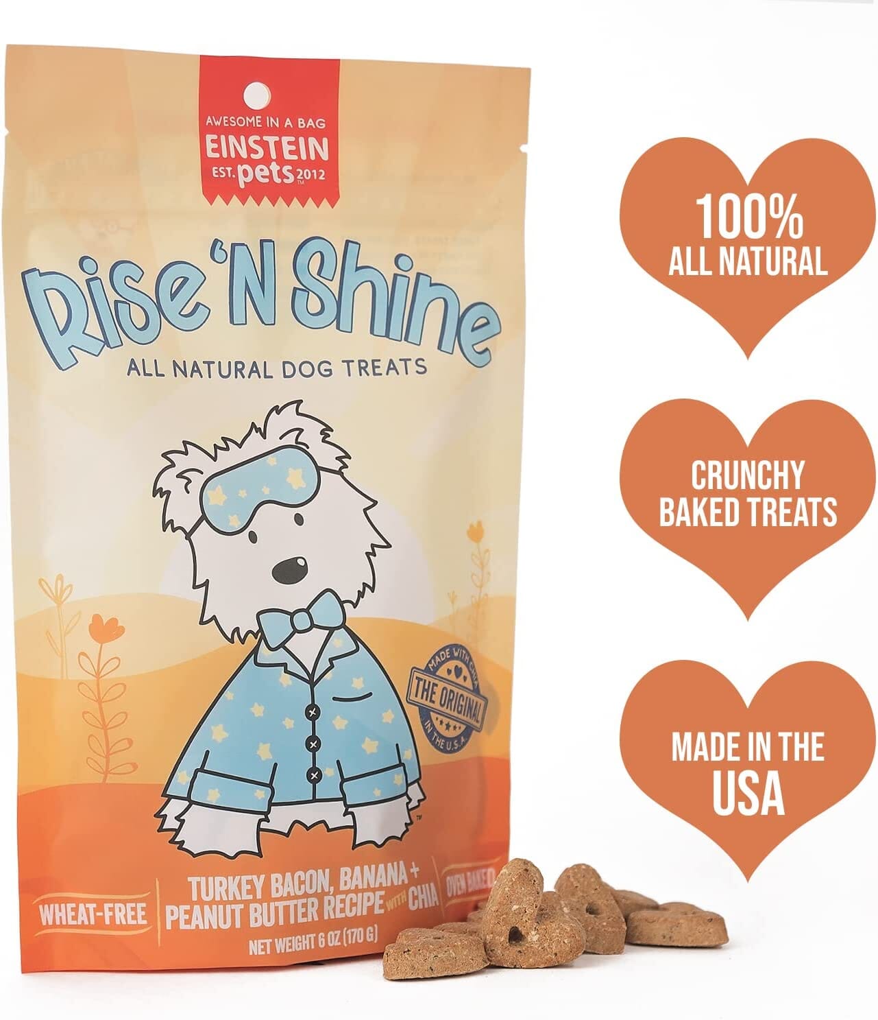 Einstein Pets Rise 'N Shine Crunchy Dog Biscuits Treats - 6 Oz  