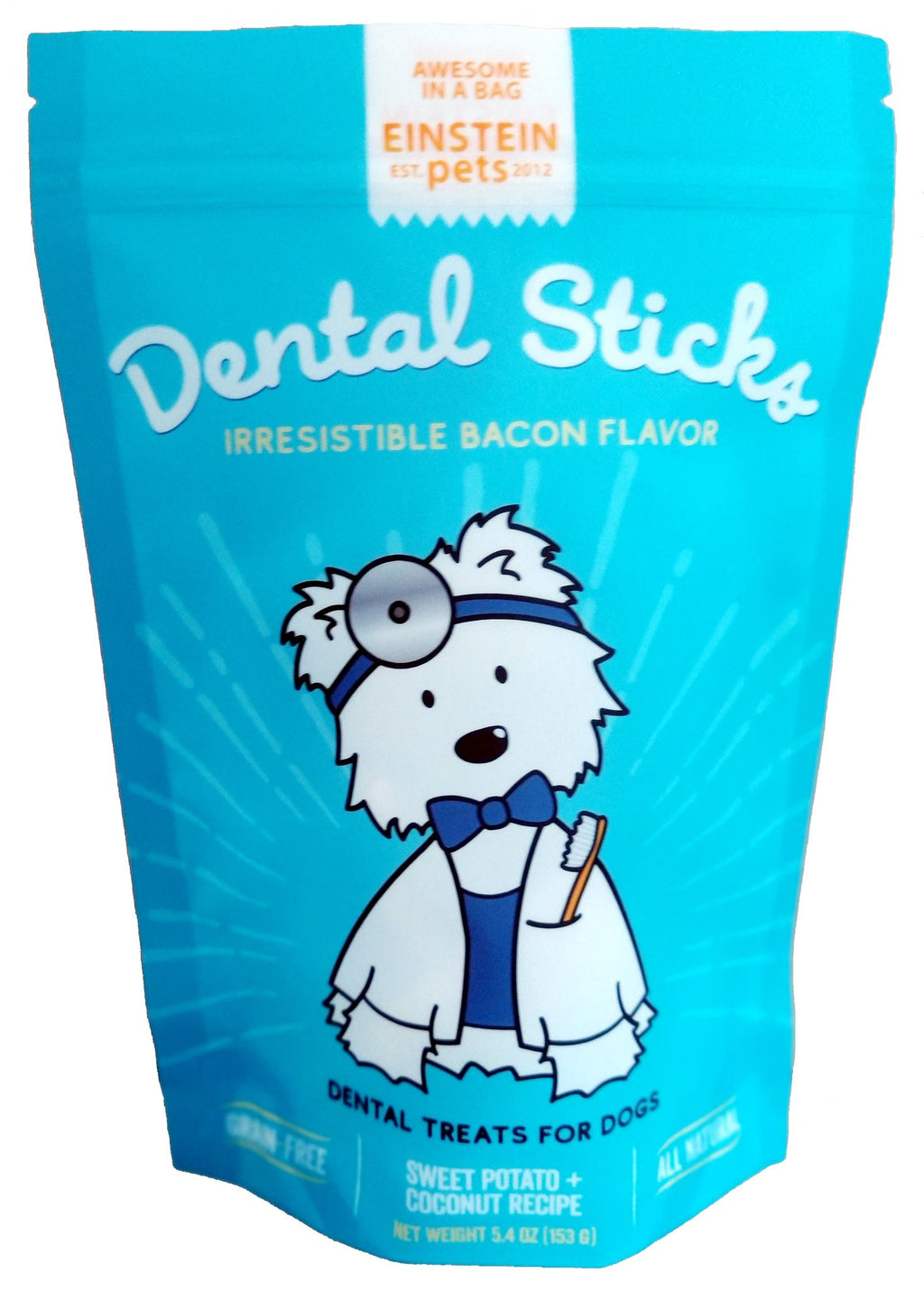 Einstein Pets Sweet Potato & Coconut Dog Dental Sticks - 50 Count Bulk  