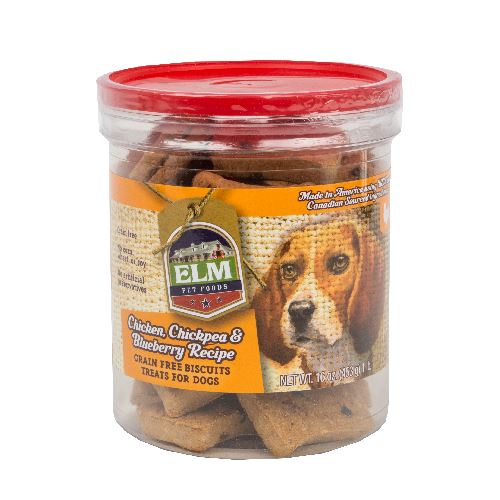 Elm Chicken, Chickpea & Blueberry  Dog Biscuits - 16 oz  